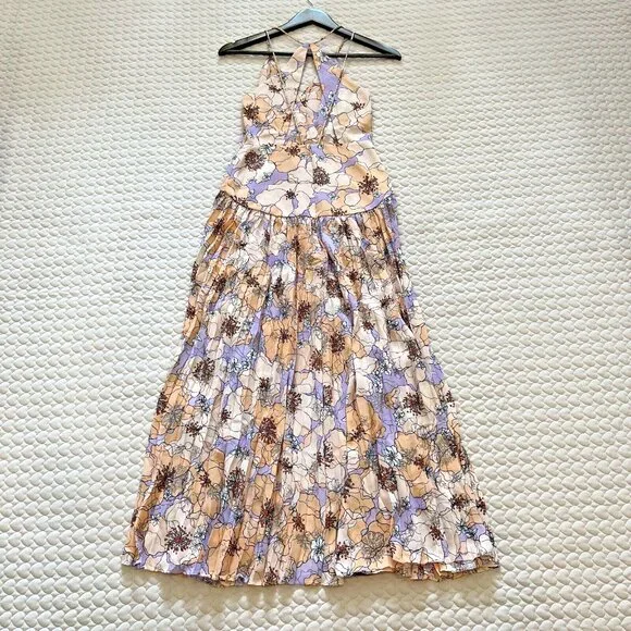$400 NWOT Reiss Corinne Pleated Floral Midi Dress Size